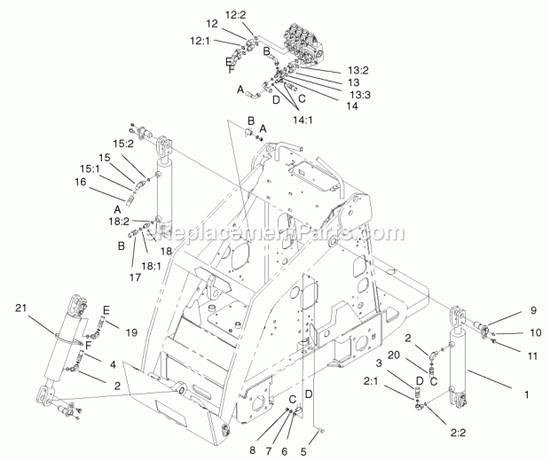 Toro 22303TE (220000001-220999999) Dingo 320-d Compact Utility Loader, 2002 Hydraulic Cylinder Assembly Diagram