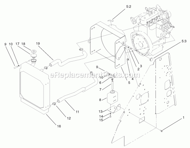 Toro 22303TE (220000001-220999999) Dingo 320-d Compact Utility Loader, 2002 Radiator Mount Assembly Diagram