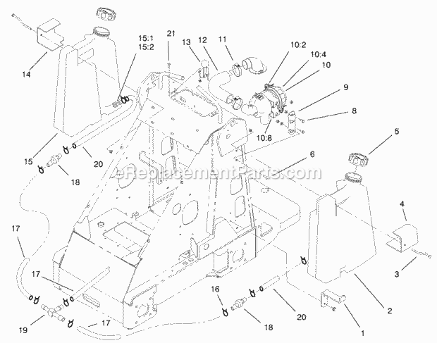 Toro 22305A (200000001-200000500) Dingo 322 Traction Unit, 2000 Fuel Tank and Air Filter Assembly Diagram