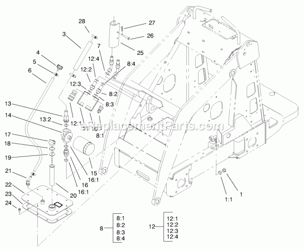 Toro 22305 (200000001-200000500) Dingo 322 Traction Unit, 2000 Hydraulic Tank Assembly Diagram