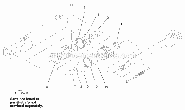 Toro 22305 (210000001-210999999) Dingo 322 Compact Utility Loader, 2001 Hydraulic Cylinder Assembly No. 99-3051 Diagram