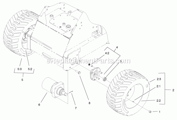 Toro 22305 (210000001-210999999) Dingo 322 Compact Utility Loader, 2001 Wheel and Motor Assembly Diagram