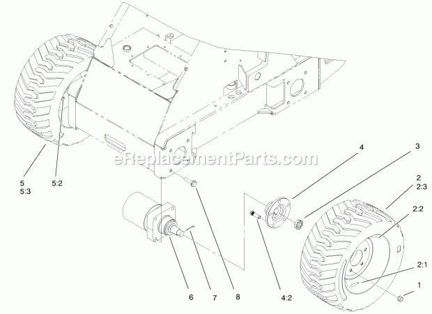 Toro 22305 (990001-991007) (1999) Dingo 322 Traction Unit Wheel and Motor Assembly Diagram