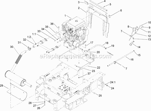 Toro 22306 (250000001-250000400) Dingo Tx 420 Compact Utility Loader, 2005 Engine and Mount Assembly Diagram