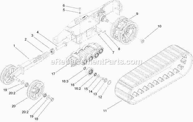 Toro 22307 (250000401-250999999) Dingo Tx 425 Wide Track Compact Utility Loader, 2005 Track and Traction Assembly Diagram