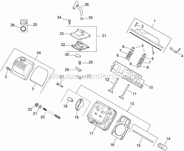 Toro 22307 (270000001-270999999) Dingo Tx 425 Wide Track Compact Utility Loader, 2007 Head, Valve and Breather Assembly Kohler Ch730-0132 Diagram