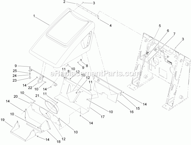Toro 22307 (270000001-270999999) Dingo Tx 425 Wide Track Compact Utility Loader, 2007 Hood Assembly Diagram