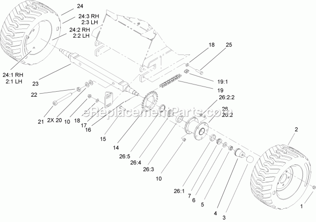 Toro 22311 (240000001-240000200) Dingo 220 Compact Utility Loader, 2004 Front Wheel Assembly Diagram