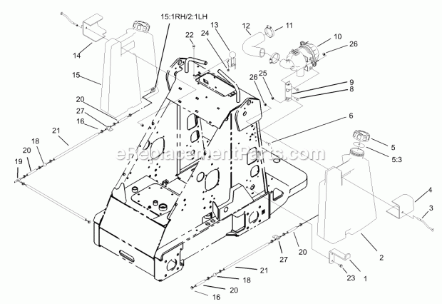 Toro 22312 (230000001-230999999) Dingo 323 Compact Utility Loader, 2003 Fuel Tank and Air Filter Assembly Diagram