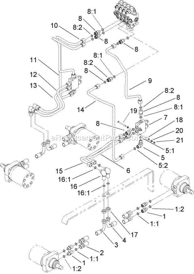 Toro 22312 (250000001-250999999) Dingo 323 Compact Utility Loader, 2005 Hydraulic Motor Assembly Diagram