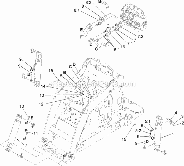 Toro 22317 (250000001-250000300) Dingo 220 Compact Utility Loader, 2005 Hydraulic Cylinder Assembly Diagram