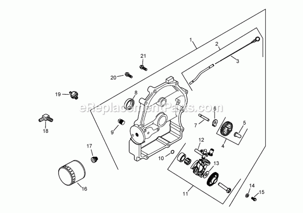Toro 22317 (250000001-250000300) Dingo 220 Compact Utility Loader, 2005 Oil Pan and Lubrication Assembly Kohler Ch20s 64733 Diagram