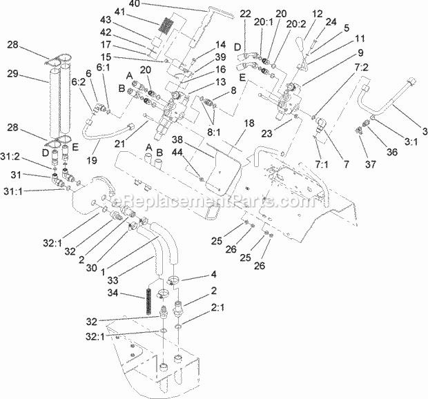 Toro 22317 (290000001-290999999) Dingo 220 Compact Utility Loader, 2009 Hydraulic Valve Assembly Diagram