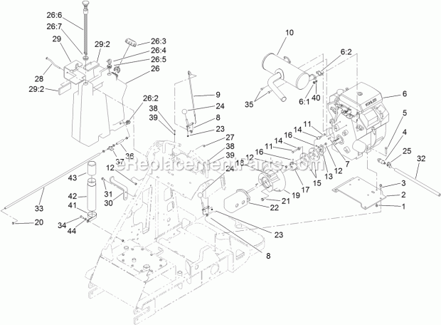 Toro 22317 (312000001-312999999) Dingo 220 Compact Utility Loader, 2012 Engine Assembly Diagram