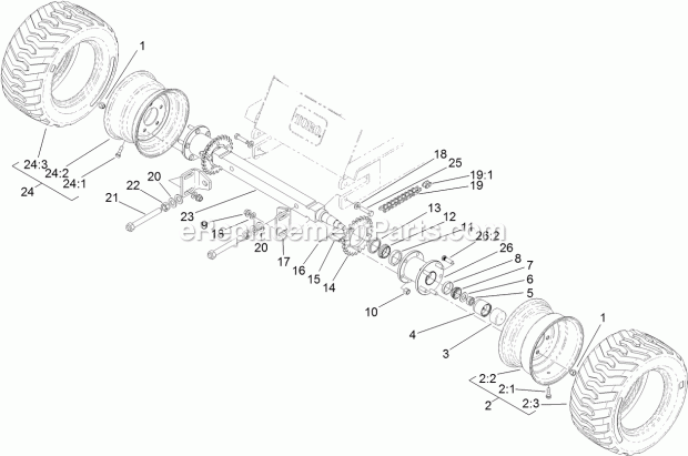 Toro 22317 (314000001-314999999) Dingo 220 Compact Tool Carrier, 2014 Front Wheel Assembly Diagram