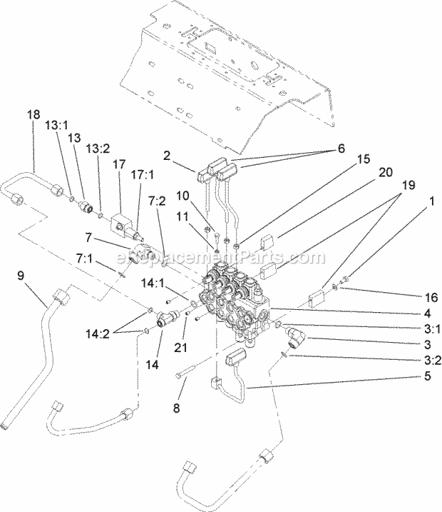 Toro 22318 (260000001-260999999) 323 Compact Utility Loader, 2006 Four Spool Valve Assembly Diagram