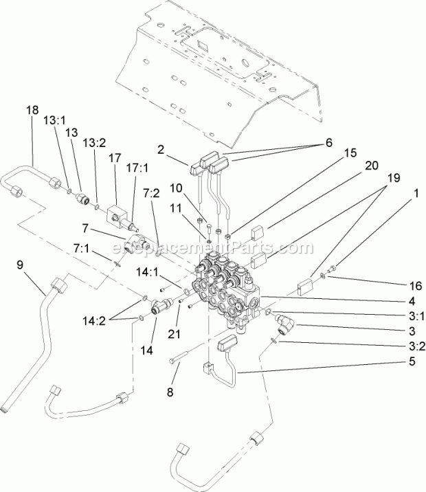 Toro 22318 (270000001-270999999) 323 Compact Utility Loader, 2007 Four Spool Valve Assembly Diagram