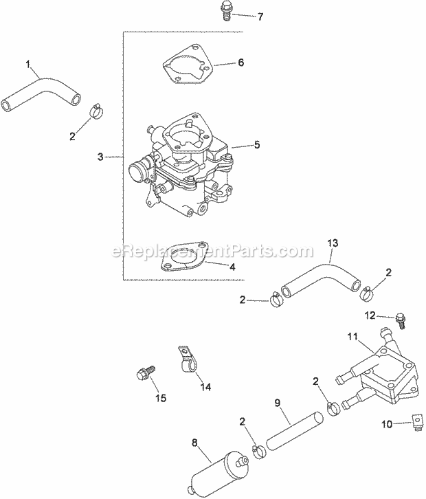 Toro 22318 (270000001-270999999) 323 Compact Utility Loader, 2007 Fuel System Assembly Kohler Ch23s-76549 Diagram