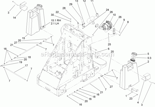 Toro 22318 (270000001-270999999) 323 Compact Utility Loader, 2007 Fuel Tank and Air Filter Assembly Diagram