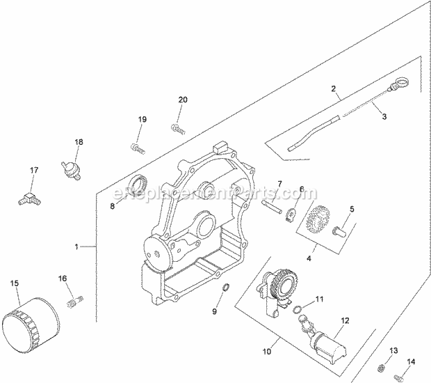 Toro 22318 (270000001-270999999) 323 Compact Utility Loader, 2007 Oil Pan and Lubrication Assembly Kohler Ch23s-76549 Diagram