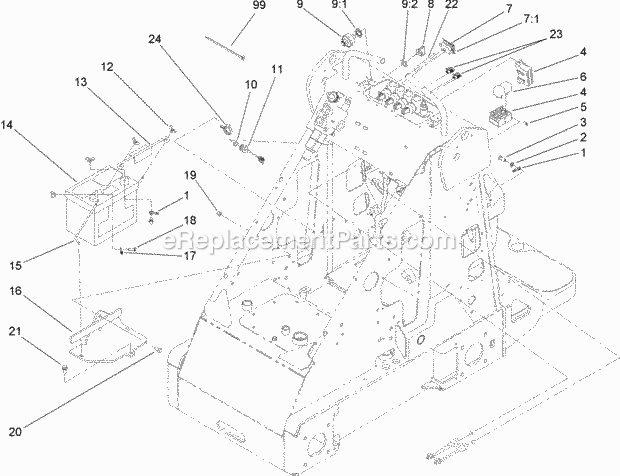 Toro 22318 (270000001-270999999) 323 Compact Utility Loader, 2007 Electrical Component Assembly Diagram