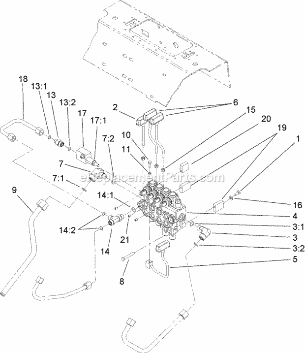 Toro 22318 (280000001-280999999) 323 Compact Utility Loader, 2008 Four Spool Valve Assembly Diagram