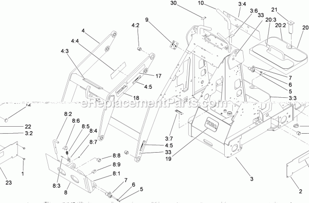 Toro 22318 (280000001-280999999) 323 Compact Utility Loader, 2008 Frame and Loader Arm Assembly Diagram