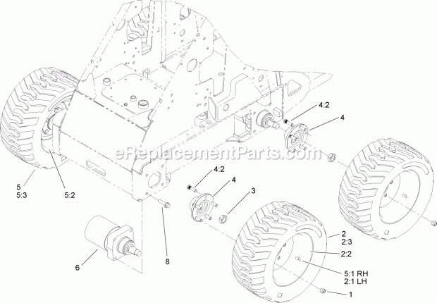 Toro 22318 (280000001-280999999) 323 Compact Utility Loader, 2008 Wheel and Motor Assembly Diagram
