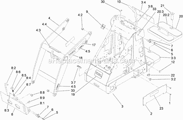 Toro 22318 (290000001-290999999) 323 Compact Utility Loader, 2009 Frame and Loader Arm Assembly Diagram