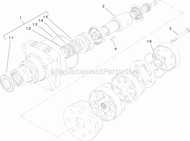 Toro 22318 (290000001-290999999) 323 Compact Utility Loader, 2009 Hydraulic Motor Assembly No. 99-3052 Diagram