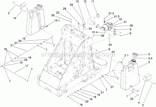 Toro 22318 (310000001-310999999) 323 Compact Utility Loader, 2010 Fuel Tank and Air Filter Assembly Diagram