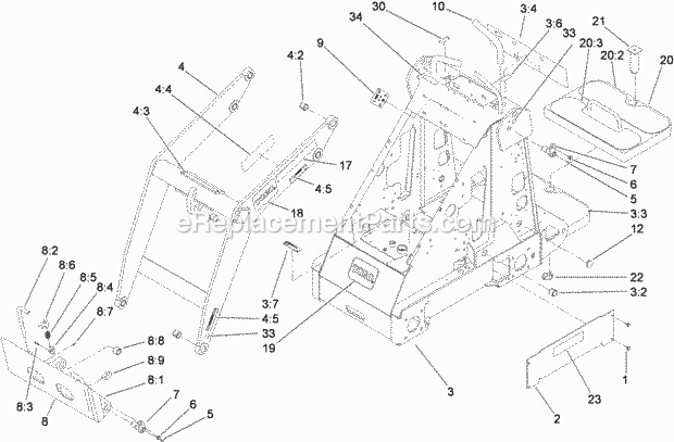 Toro 22318 (310000001-310999999) 323 Compact Utility Loader, 2010 Frame and Loader Arm Assembly Diagram