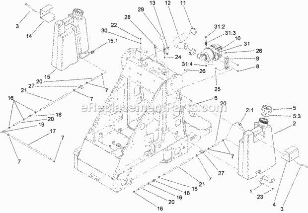 Toro 22318 (311000001-311999999) 323 Compact Utility Loader, 2011 Fuel Tank and Air Filter Assembly Diagram
