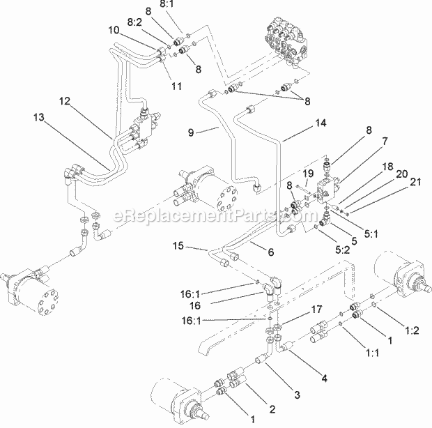Toro 22318 (311000001-311999999) 323 Compact Utility Loader, 2011 Hydraulic Motor Assembly Diagram
