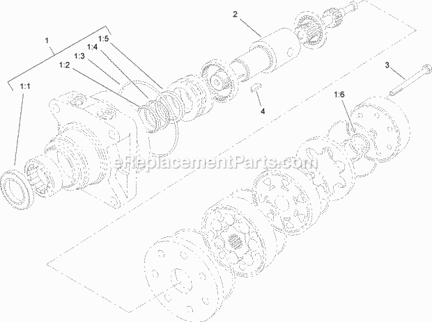 Toro 22318 (311000001-311999999) 323 Compact Utility Loader, 2011 Hydraulic Motor Assembly No. 99-3052 Diagram
