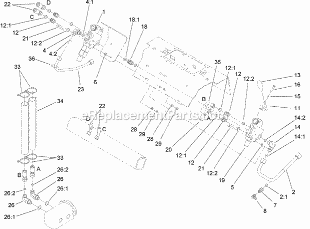 Toro 22318 (311000001-311999999) 323 Compact Utility Loader, 2011 Hydraulic Valve Assembly Diagram