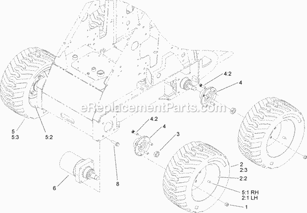 Toro 22318 (311000001-311999999) 323 Compact Utility Loader, 2011 Wheel and Motor Assembly Diagram
