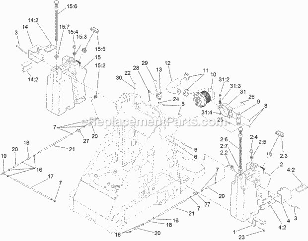 Toro 22318 (312000001-312999999) 323 Compact Utility Loader, 2012 Fuel Tank and Air Filter Assembly Diagram