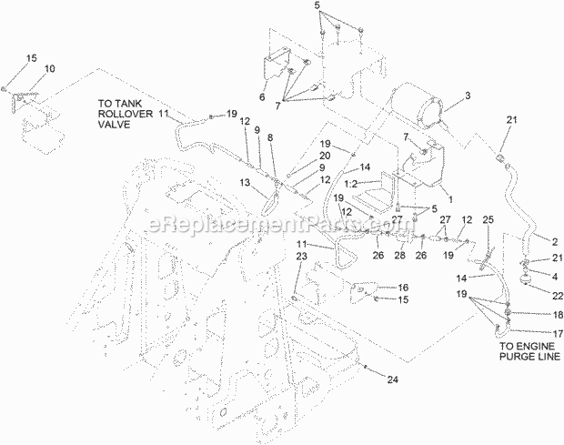 Toro 22318 (312000001-312999999) 323 Compact Utility Loader, 2012 Fuel Tank Vent Assembly Diagram