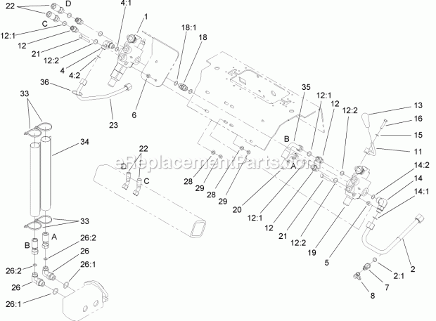 Toro 22318 (312000001-312999999) 323 Compact Utility Loader, 2012 Hydraulic Valve Assembly Diagram