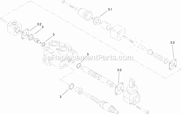 Toro 22318 (312000001-312999999) 323 Compact Utility Loader, 2012 Auxiliary Hydraulic Valve Assembly No. 99-3077 Diagram