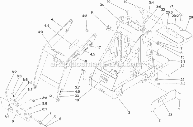 Toro 22318 (312000001-312999999) 323 Compact Utility Loader, 2012 Frame and Loader Arm Assembly Diagram