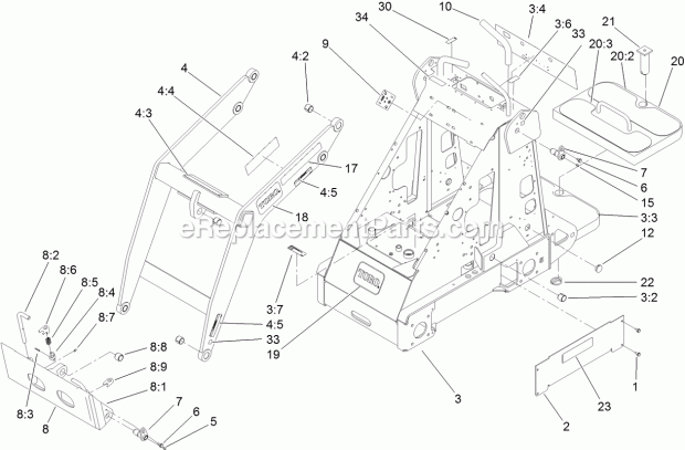 Toro 22318 (314000001-314999999) 323 Compact Tool Carrier, 2014 Frame and Loader Arm Assembly Diagram