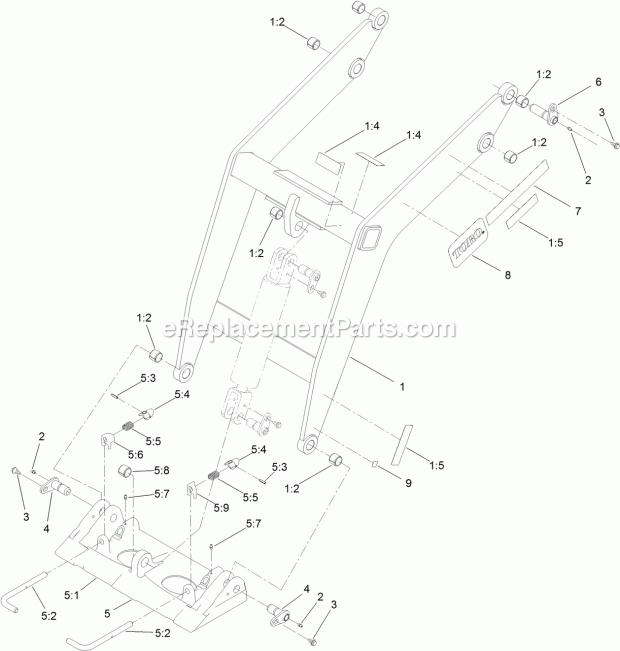 Toro 22318 (316000001-316999999) 323 Compact Tool Carrier, 2016 Loader and Quick Attach Assembly Diagram