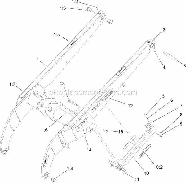 Toro 22319 (270000001-270000400) Dingo Tx 525 Compact Utility Loader, 2007 Loader Arm Assembly Diagram