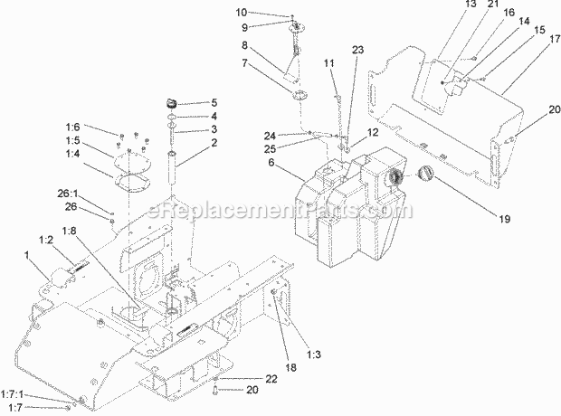 Toro 22319 (270000001-270000400) Dingo Tx 525 Compact Utility Loader, 2007 Main Frame and Fuel Tank Assembly Diagram