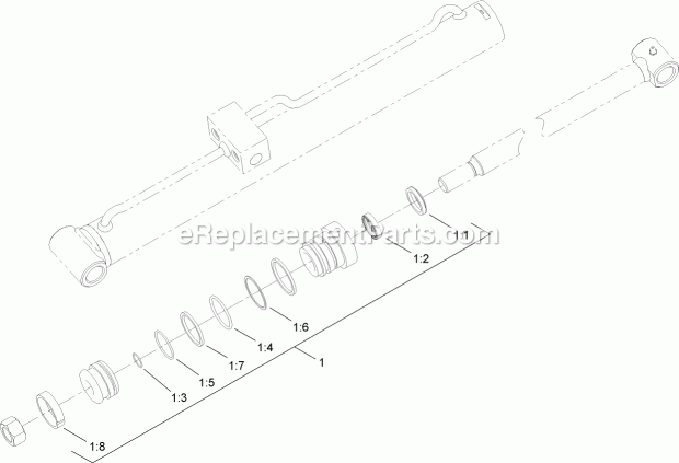 Toro 22321G (310000001-310999999) Tx 427 Compact Utility Loader, 2010 Left Hand Hydraulic Lift Cylinder Assembly No. 104-6267 Diagram