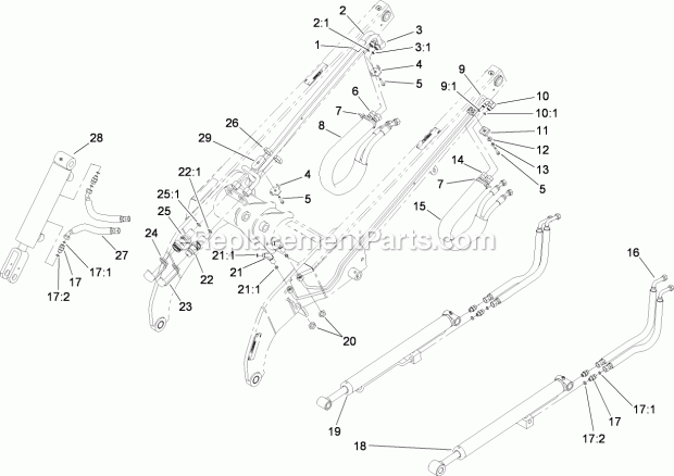 Toro 22321G (310000001-310999999) Tx 427 Compact Utility Loader, 2010 Loader Arm Hydraulic Assembly Diagram