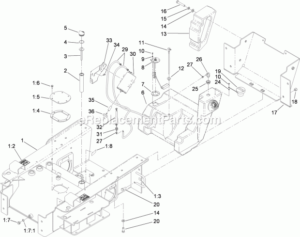 Toro 22321G (310000001-310999999) Tx 427 Compact Utility Loader, 2010 Main Frame and Fuel Tank Assembly Diagram