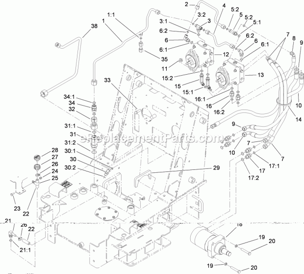 Toro 22321G (310000001-310999999) Tx 427 Compact Utility Loader, 2010 Traction Hydraulic Assembly Diagram